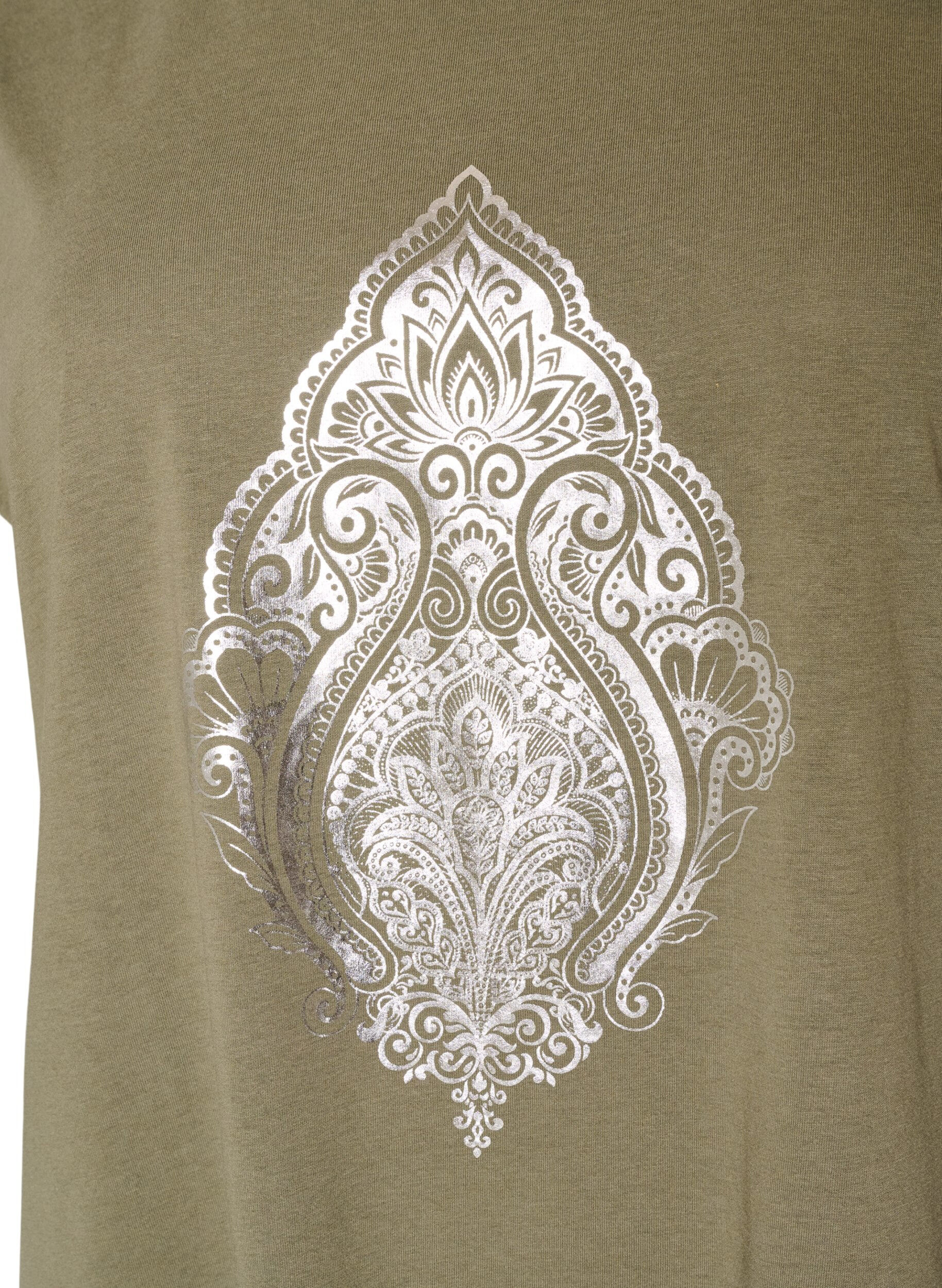 ZizziT-shirt avec imprim&eacute; d&eacute;coratif sur le devant, Vert, Packshot image number 2