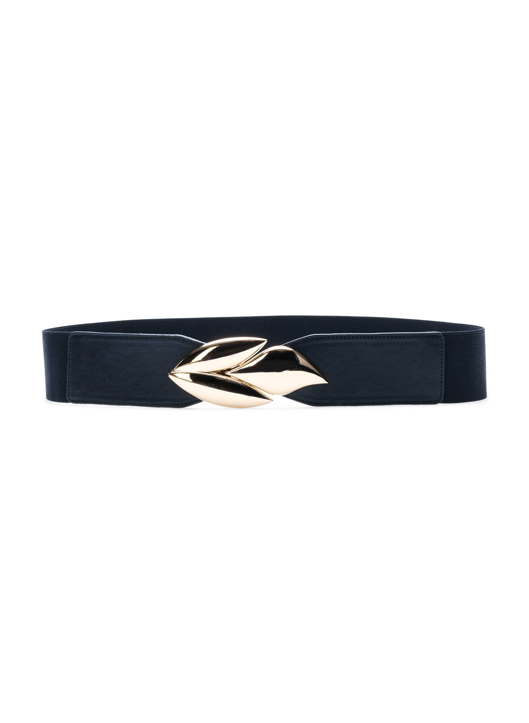 Zizzi Ceinture &eacute;lastique &agrave; la taille avec boucle dor&eacute;e, Black w. Gold Buckle, Packshot image number 0
