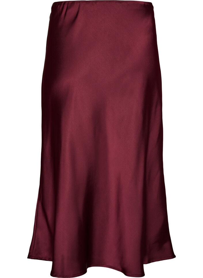 Jupe midi en satin, Bordeaux, Packshot image number 1