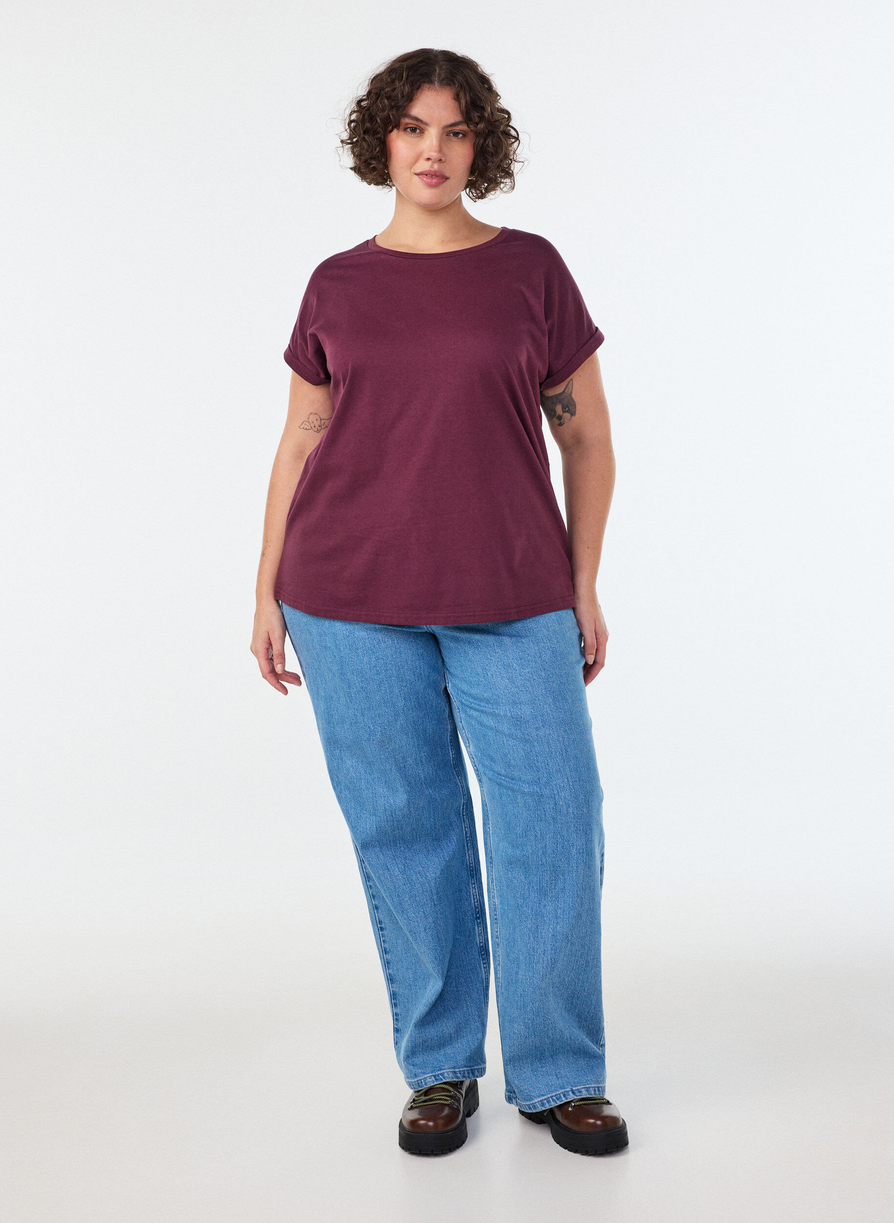 ZizziKurz&auml;rmeliges T-Shirt aus einer Baumwollmischung, Rot, Model image number 1