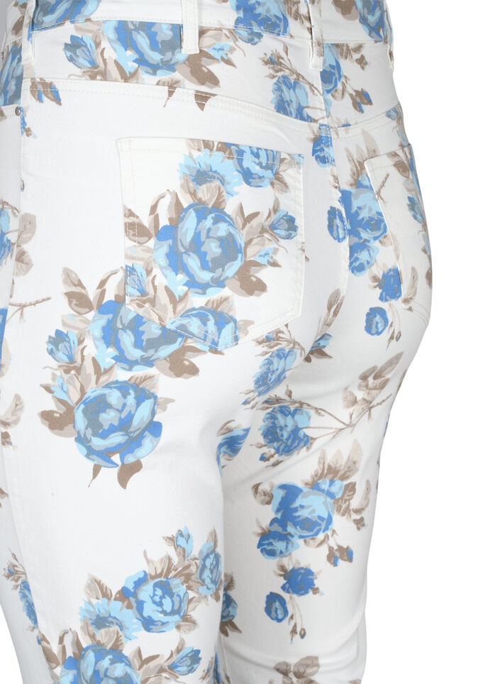 Pantacourt Amy taille haute avec imprim&eacute; floral, White B.AOP, Packshot image number 3