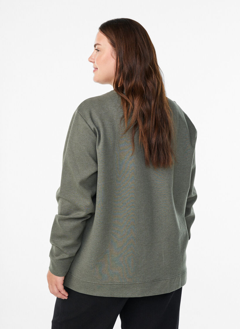 Sweat-shirt &agrave; col ras du cou, Vert, Model image number 2