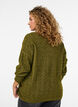 Blouse en maille torsad&eacute;e avec col en V, Vert, Model image number 2