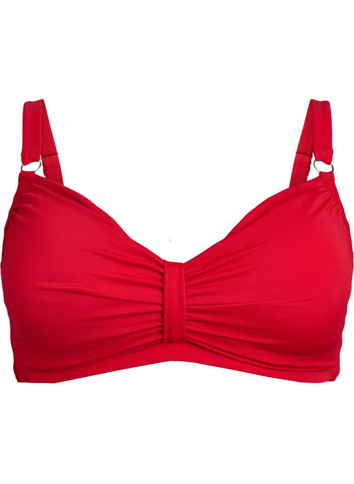 Bikini-BH mit B&uuml;gel und Drapierung, Rot, Packshot image number 0
