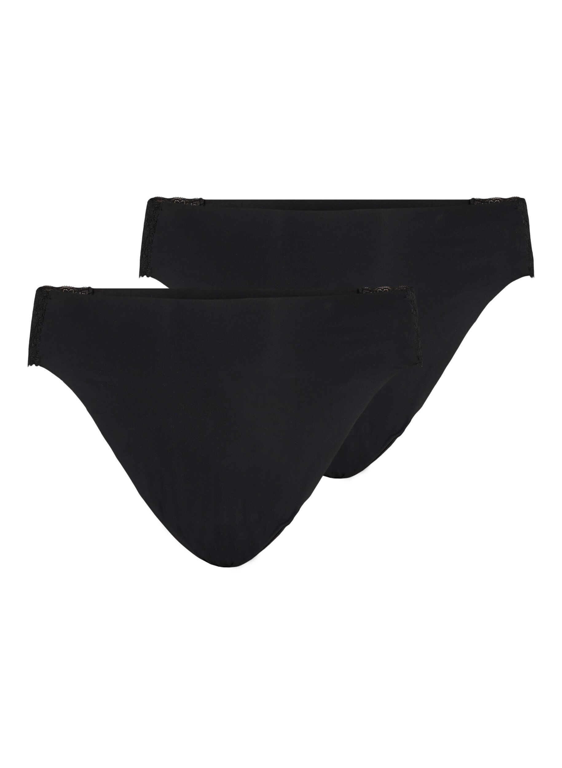 Zizzi 2-pack Brazilian Slip mit normaler Taille, Schwarz, Packshot image number 0