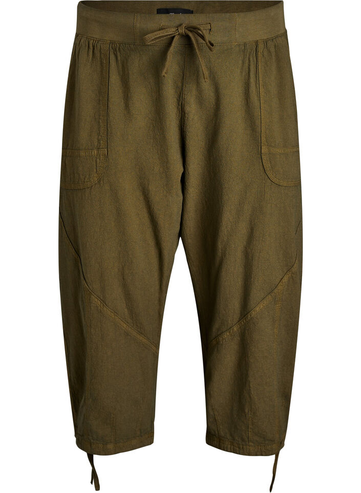 Capri-Hose aus Baumwolle, Gr&uuml;n, Packshot image number 0