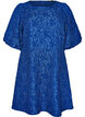 Robe en jacquard &agrave; coupe &eacute;vas&eacute;e avec manches bouffantes, Bleu, Packshot image number 0