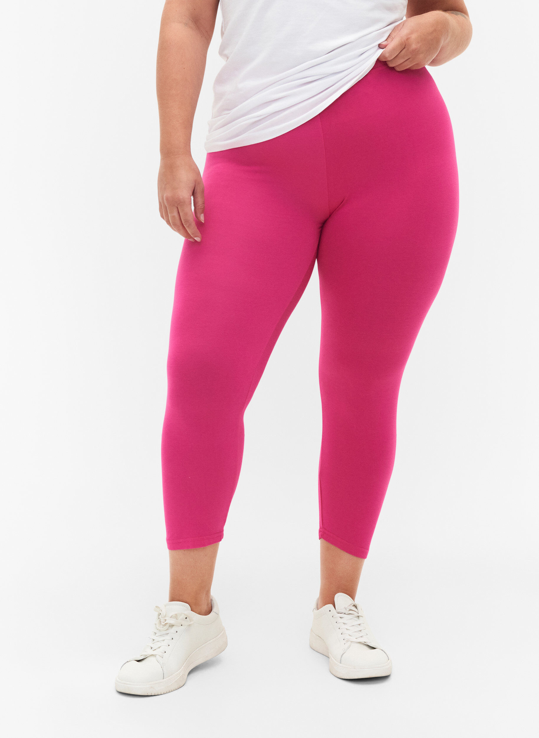 Zizzi Basic 3/4-Leggings aus Viskose, Pink, Model image number 0