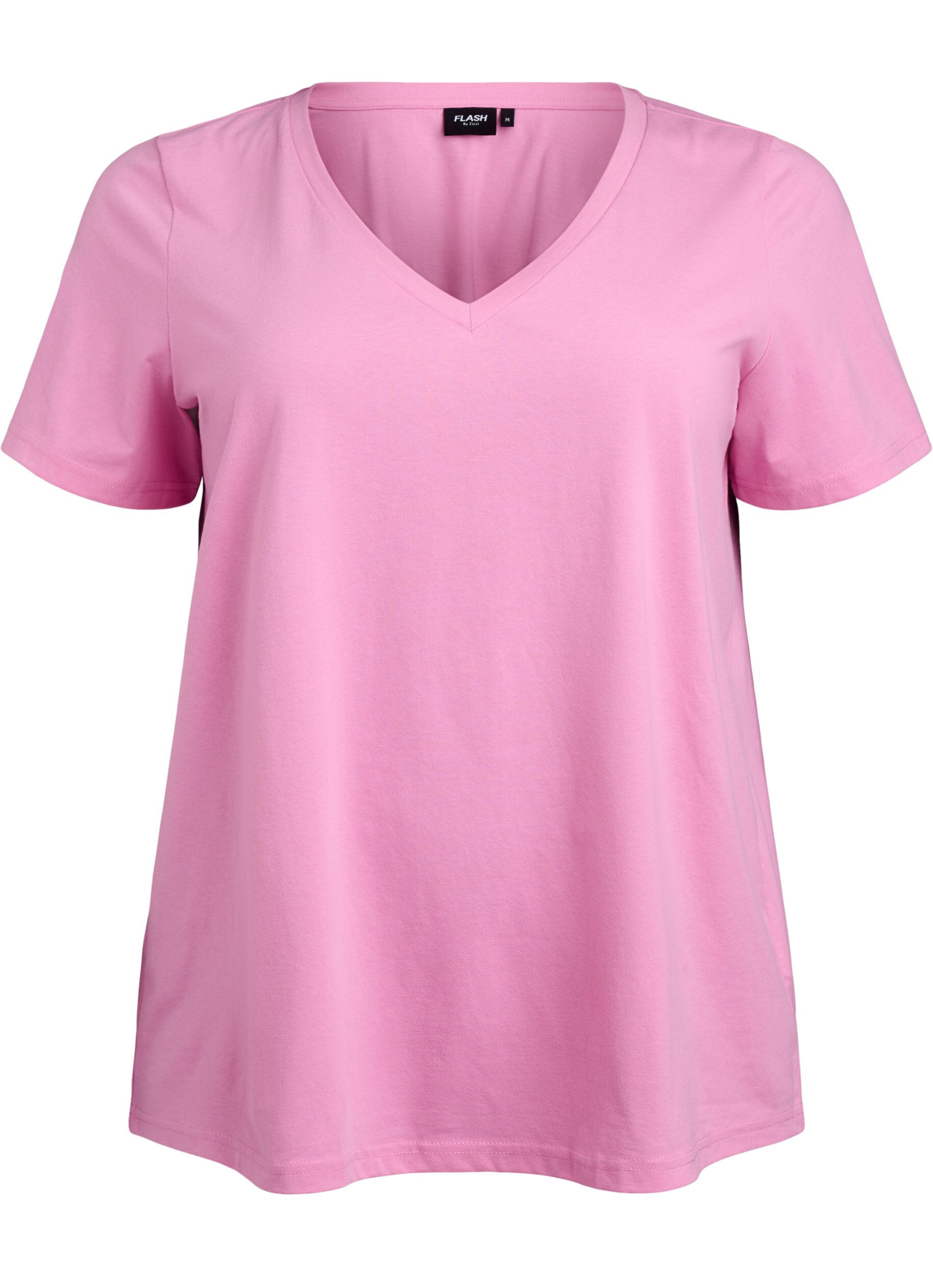 Zizzi FLASH - T-shirt col V, Rose, Packshot image number 0