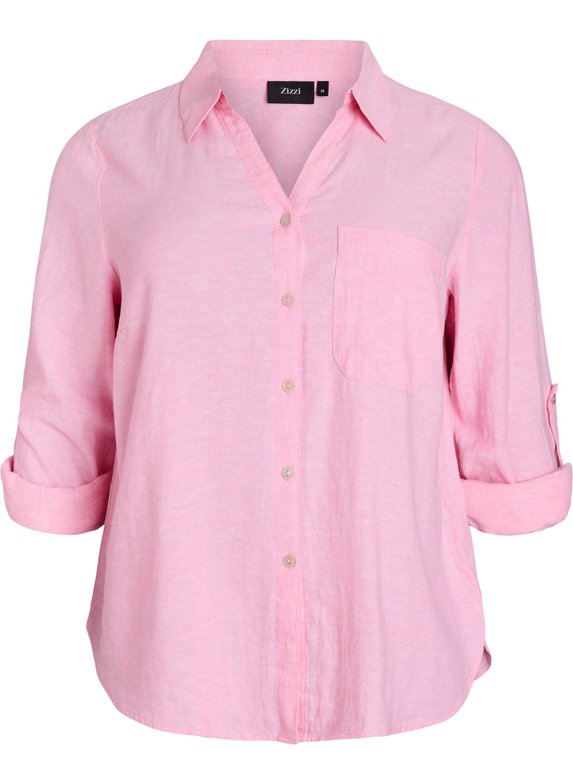 Chemise en lin et viscose avec manches 3/4