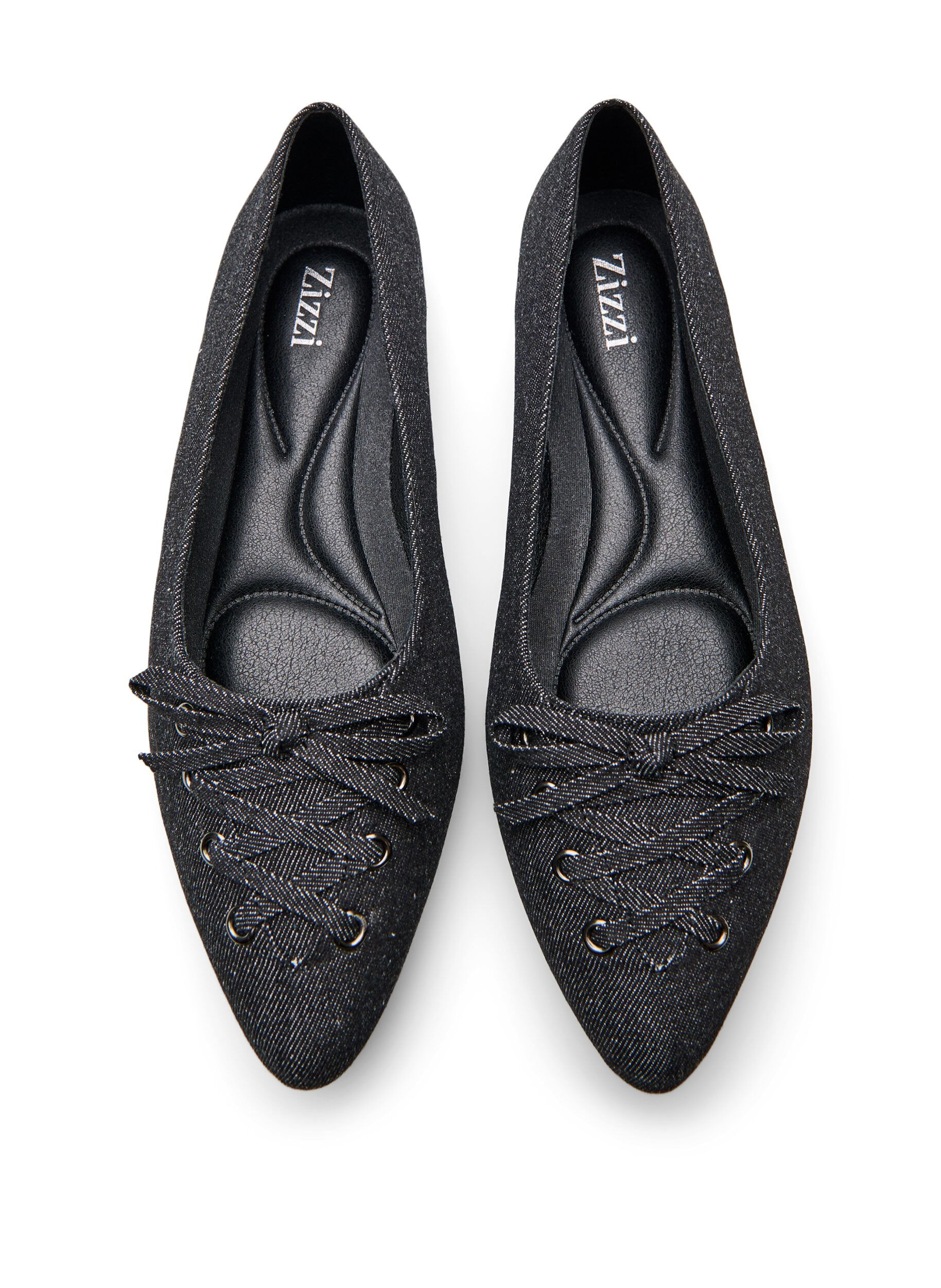 Zizzi Large - Ballerines avec d&eacute;tails en dentelle, Noir, Packshot image number 2