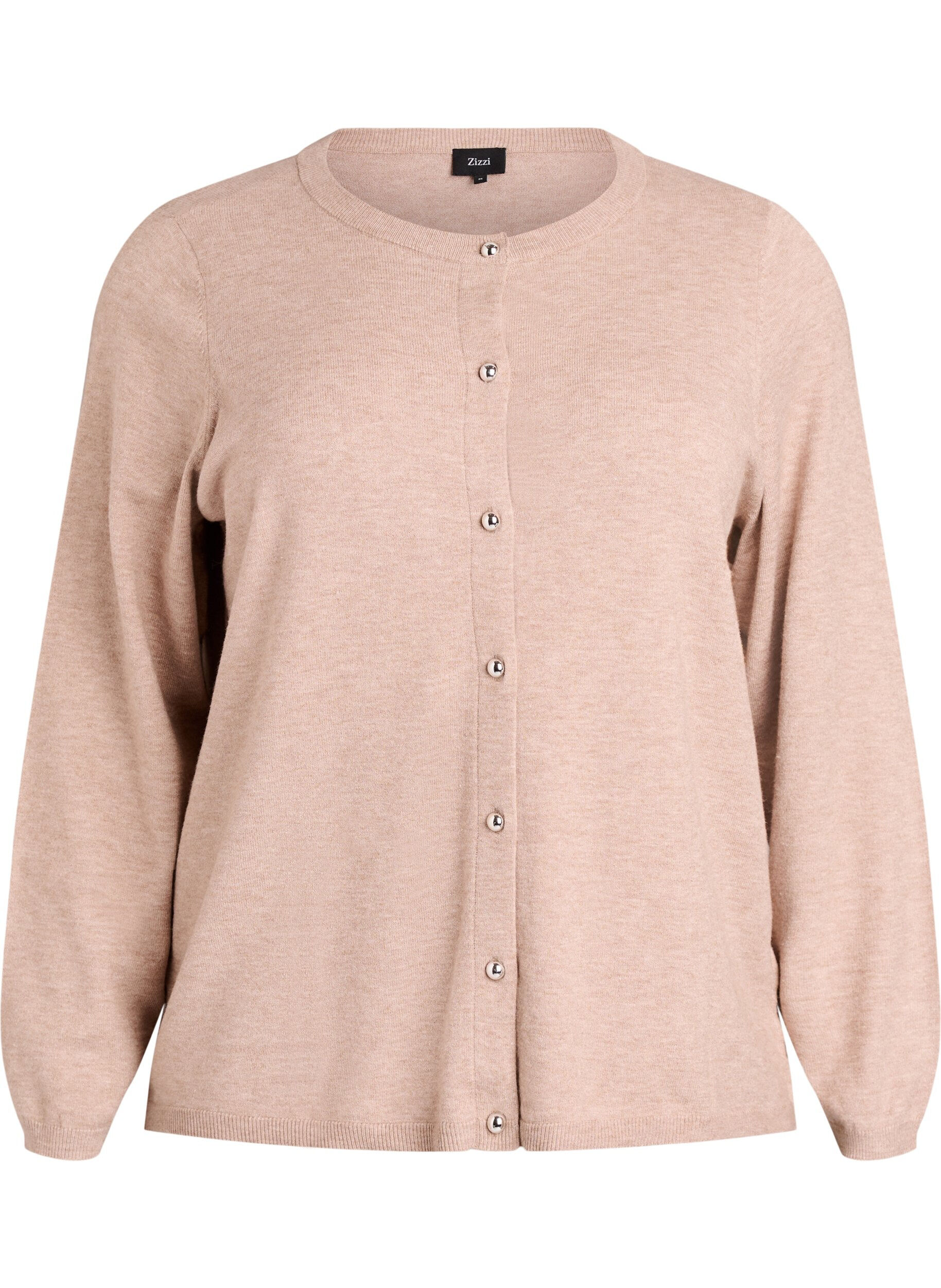 Zizzi Cardigan &agrave; boutons ronds, Beige, Packshot image number 0
