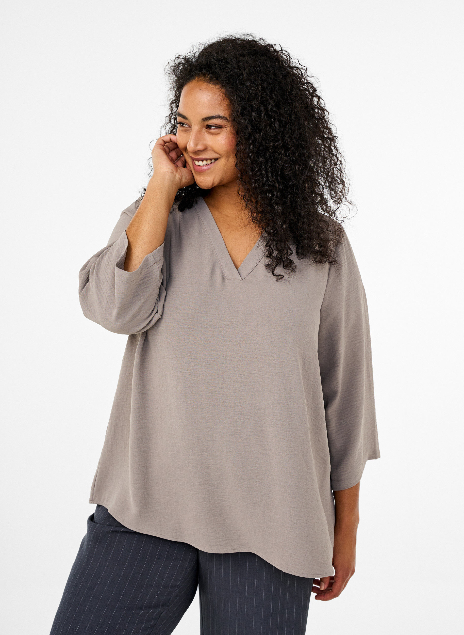 Zizzi Blouse &agrave; manches 3/4, Beige, Model image number 0