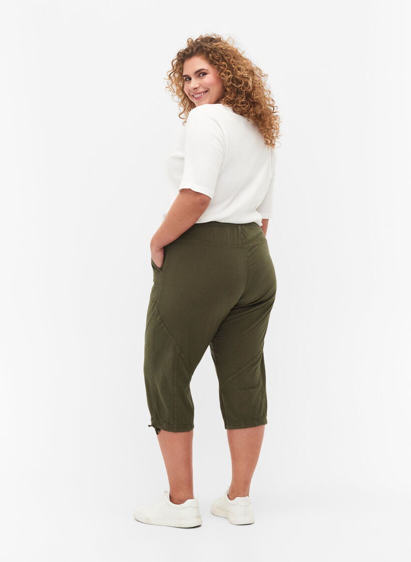 Pantacourt en coton, Vert, Model image number 1