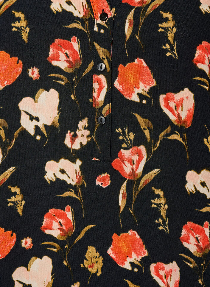 Bluse mit kurzen &Auml;rmeln und V-Ausschnitt, Schwarz, Packshot image number 2