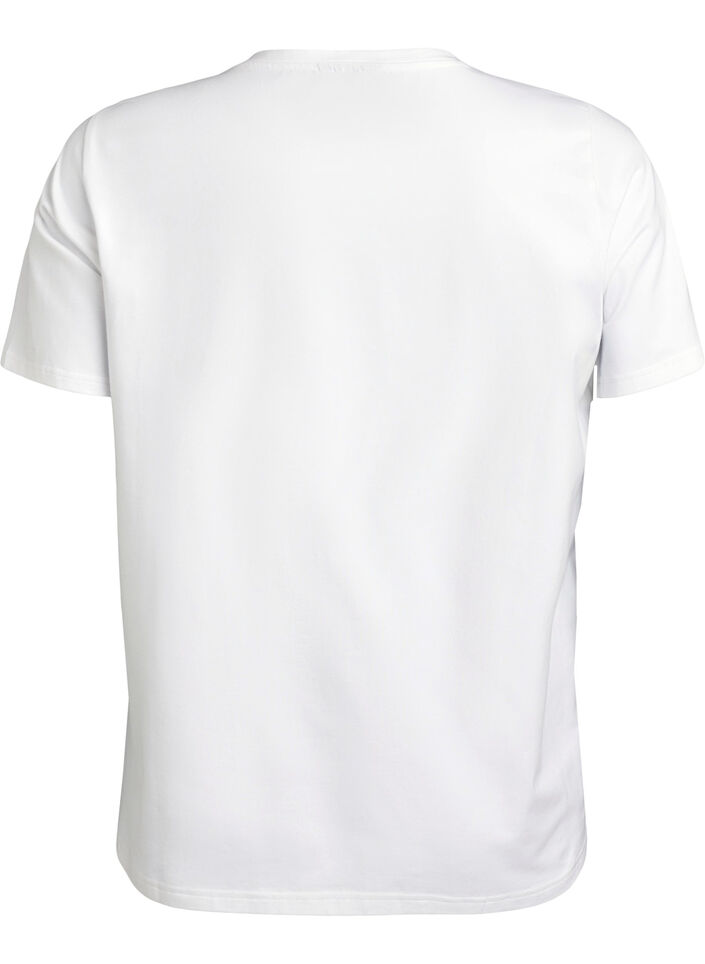 T-shirt en coton biologique avec imprimé floral, B. White w. EMB, Packshot image number 1