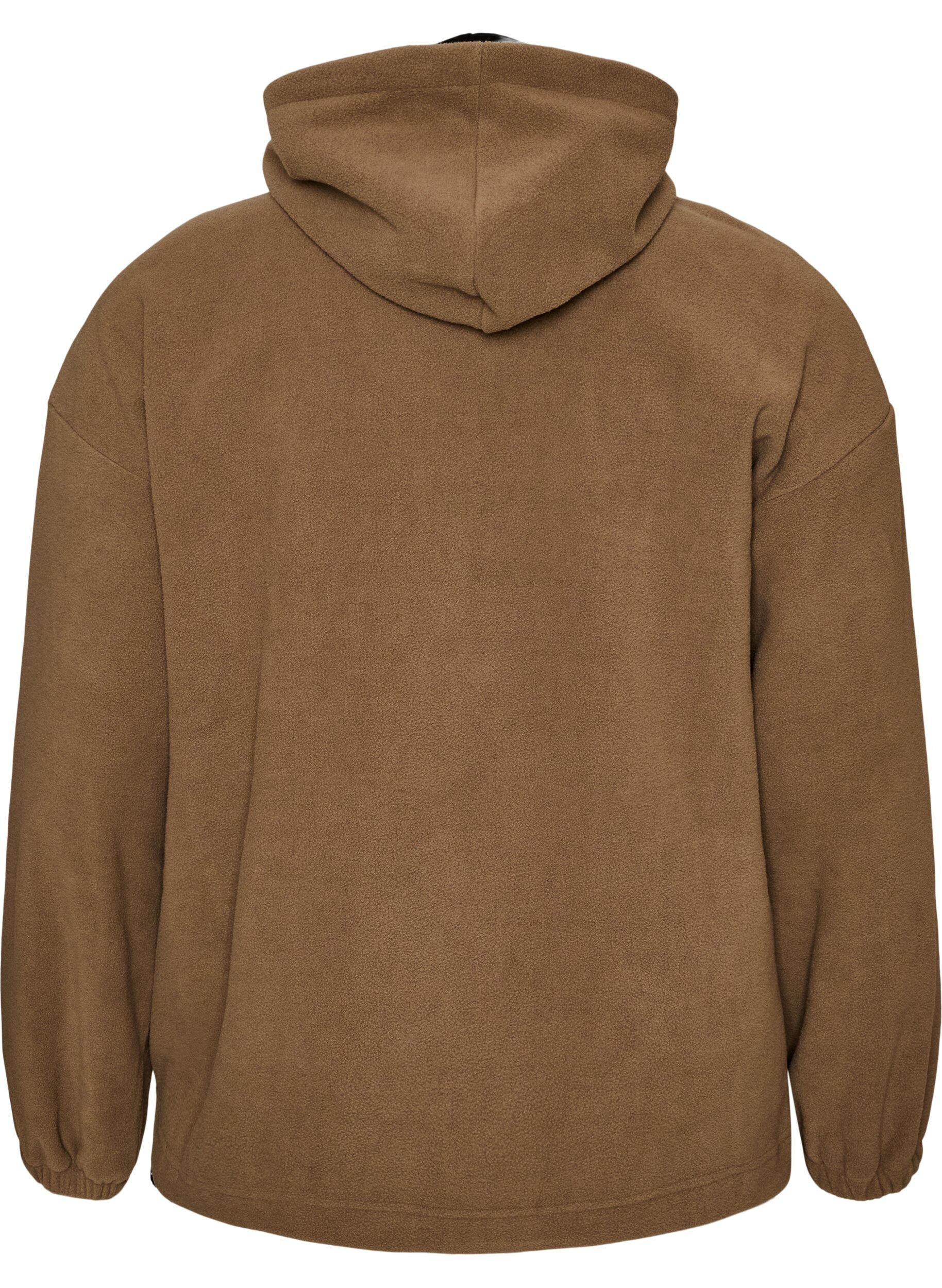 ZizziAnorak aus Fleece mit Kapuze und Kontrasteinsatz, Braun, Packshot image number 1