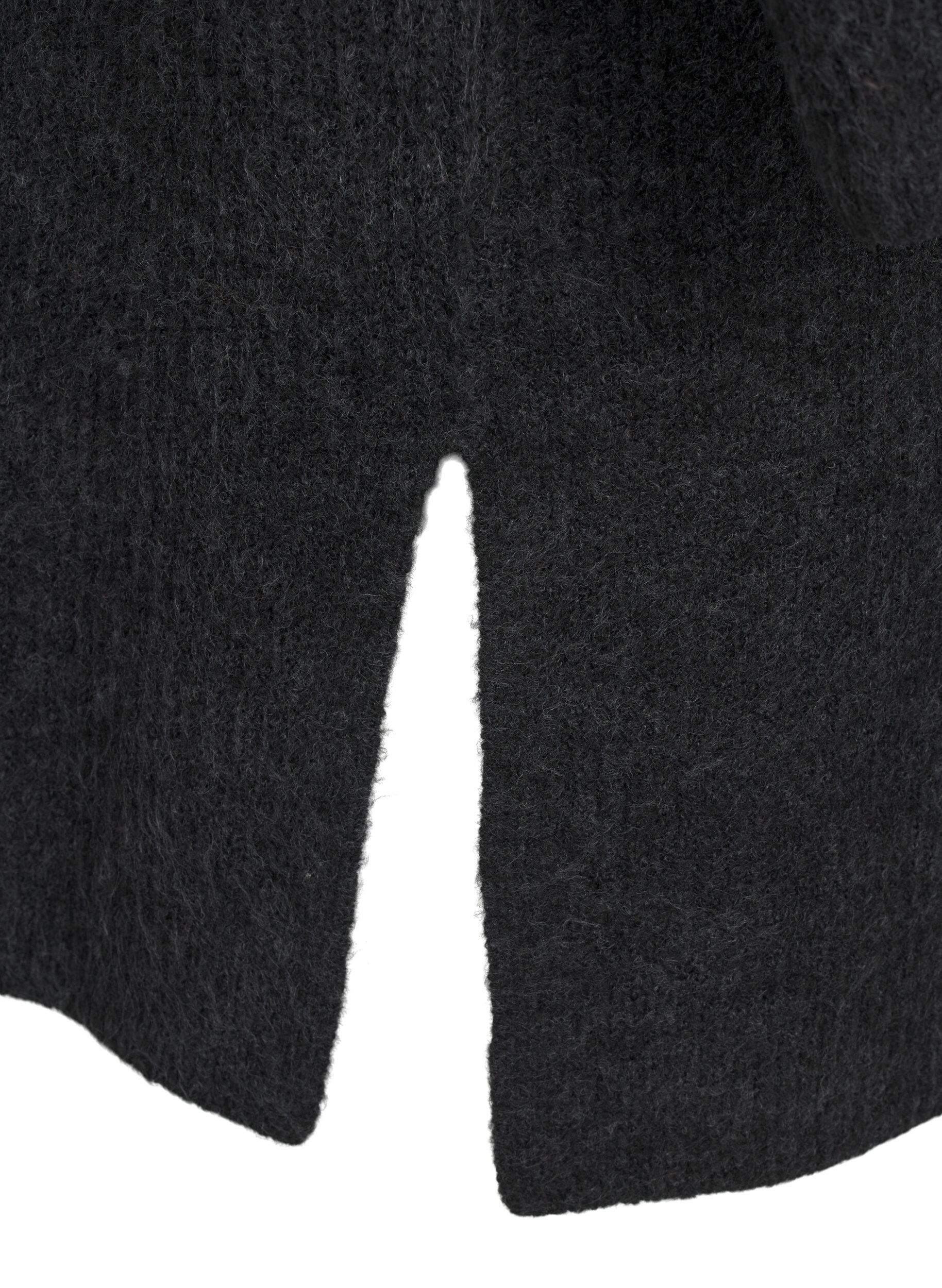 Zizzi FLASH - Cardigan &agrave; manches longues avec fentes lat&eacute;rales, Dark Grey Melange, Packshot image number 3