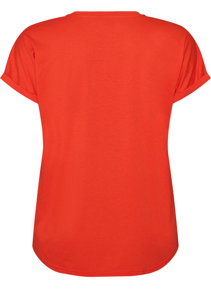 T-shirt &agrave; manches courtes en coton m&eacute;lang&eacute;, Orange fonc&eacute;, Packshot image number 1