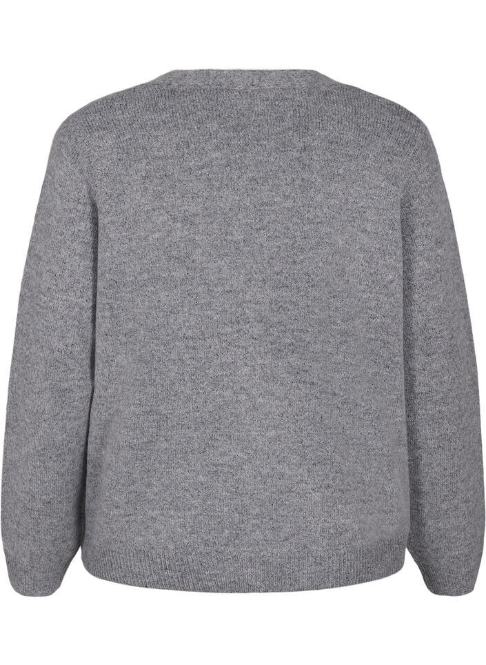 Cardigan tricoté avec un nœud en argent, Medium Grey Melange, Packshot image number 1