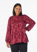 Blouse avec boutons et motif fleuri, Bordeaux foncé, Model image number 0