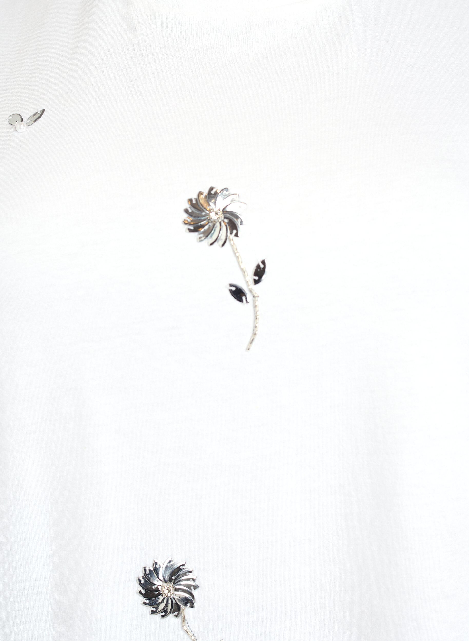 Zizzi T-shirt avec fleurs en sequins, Blanc, Packshot image number 2