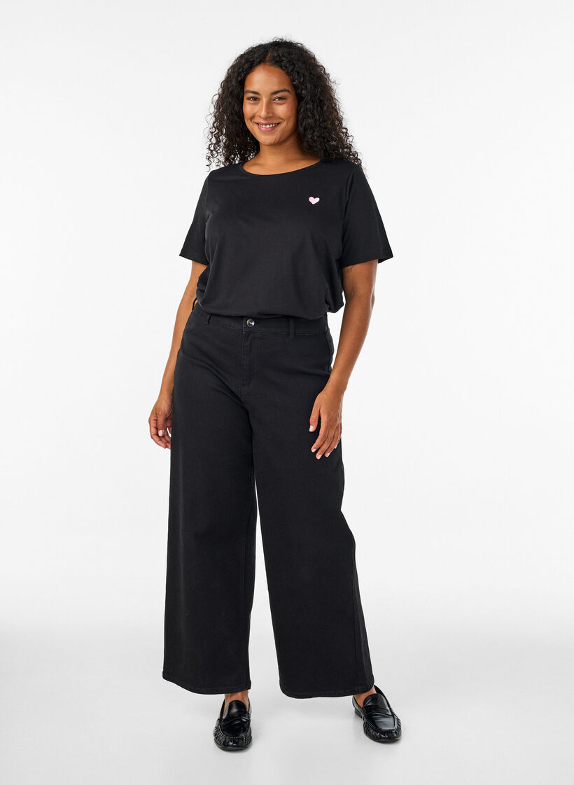 Jeans mit weiter Passform, Schwarz, Model image number 0