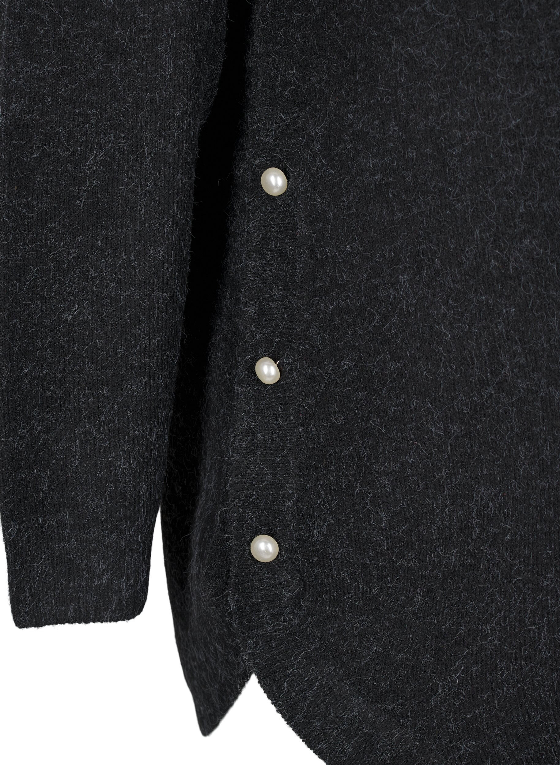 Zizzi Strickbluse mit Perlendetails, Dark Grey Melange, Packshot image number 3