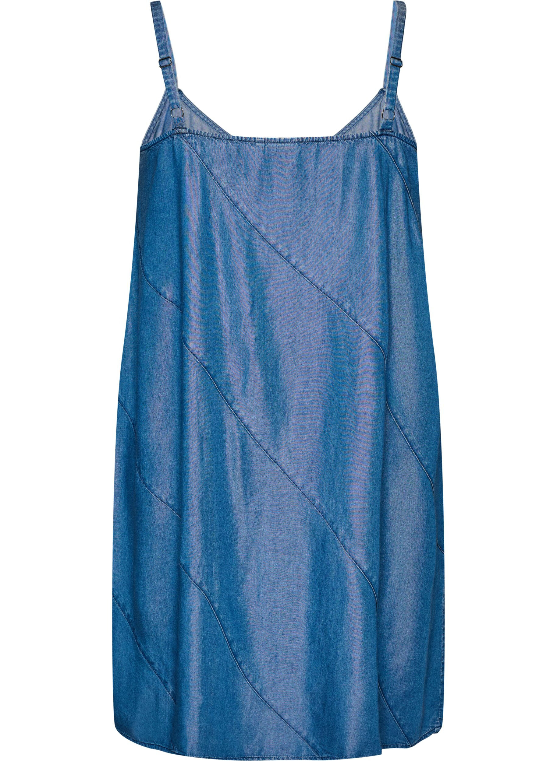 ZizziRobe aspect denim &agrave; bretelles en TENCEL&trade; Lyocell, Bleu, Packshot image number 1