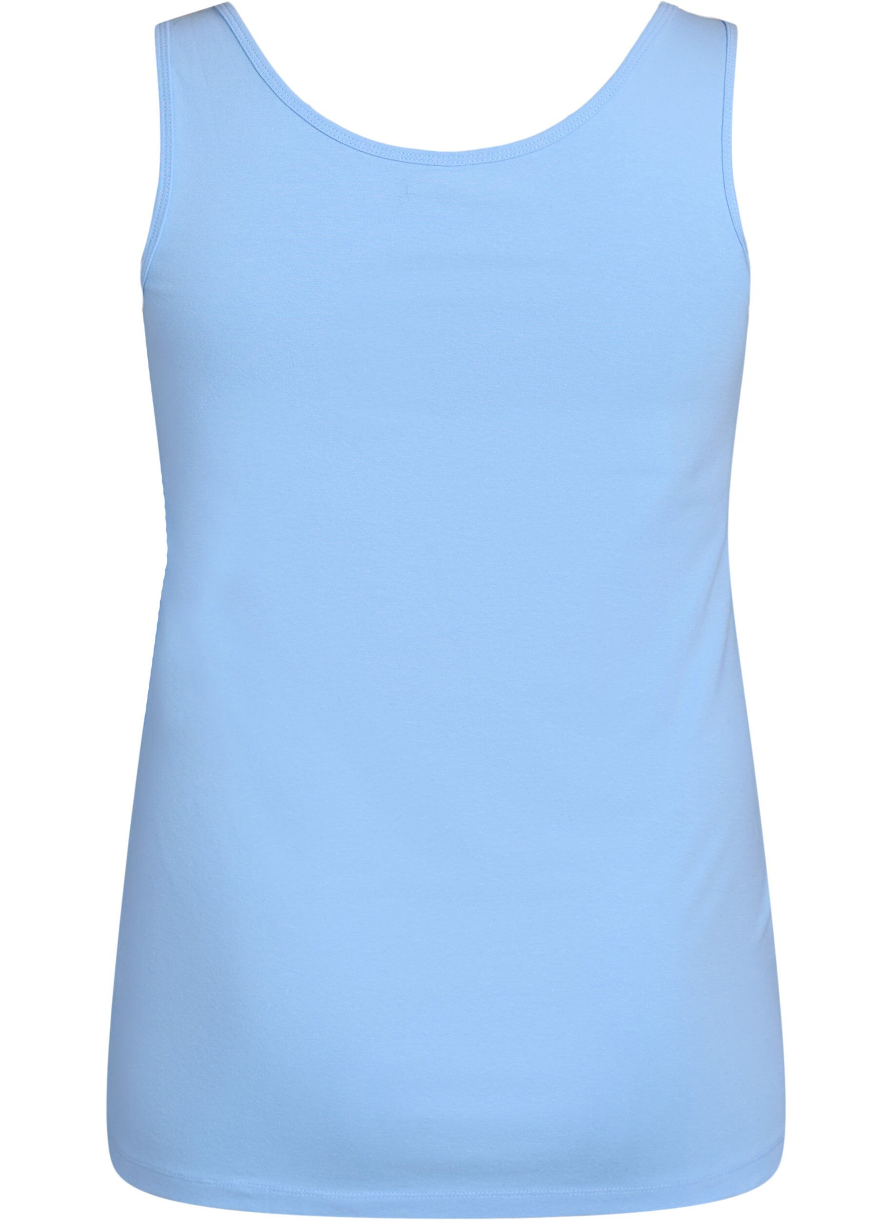 Zizzi Haut uni Basic en coton, Bleu Clair, Packshot image number 1