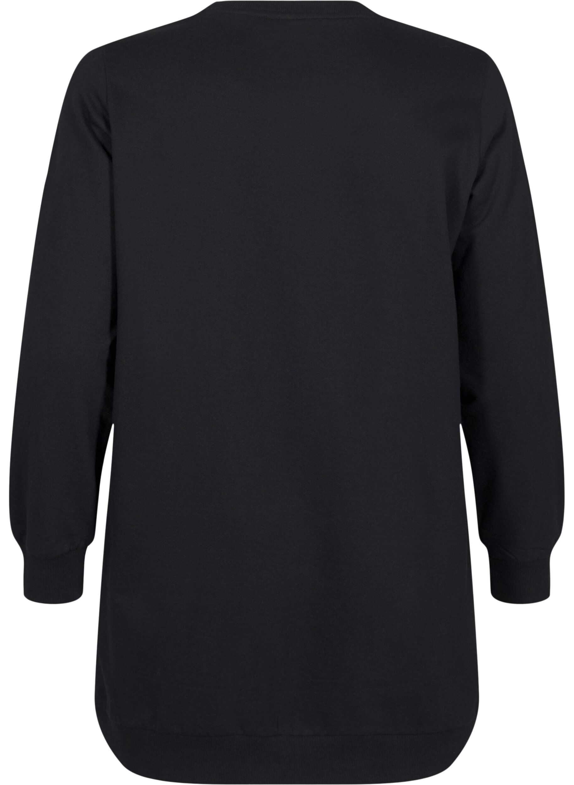 Zizzi Sweat-Tunika mit Metalldetails, Black, Packshot image number 1