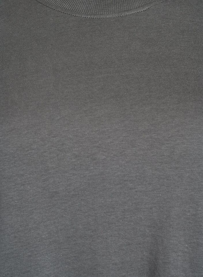 T-shirt basique en coton &agrave; col rond, Gris, Packshot image number 2