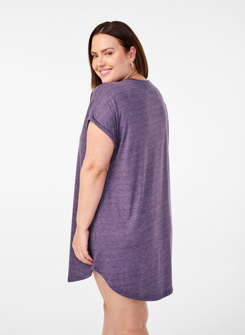 Chemise de nuit à manches courtes avec imprimé de texte, , Model image number 2