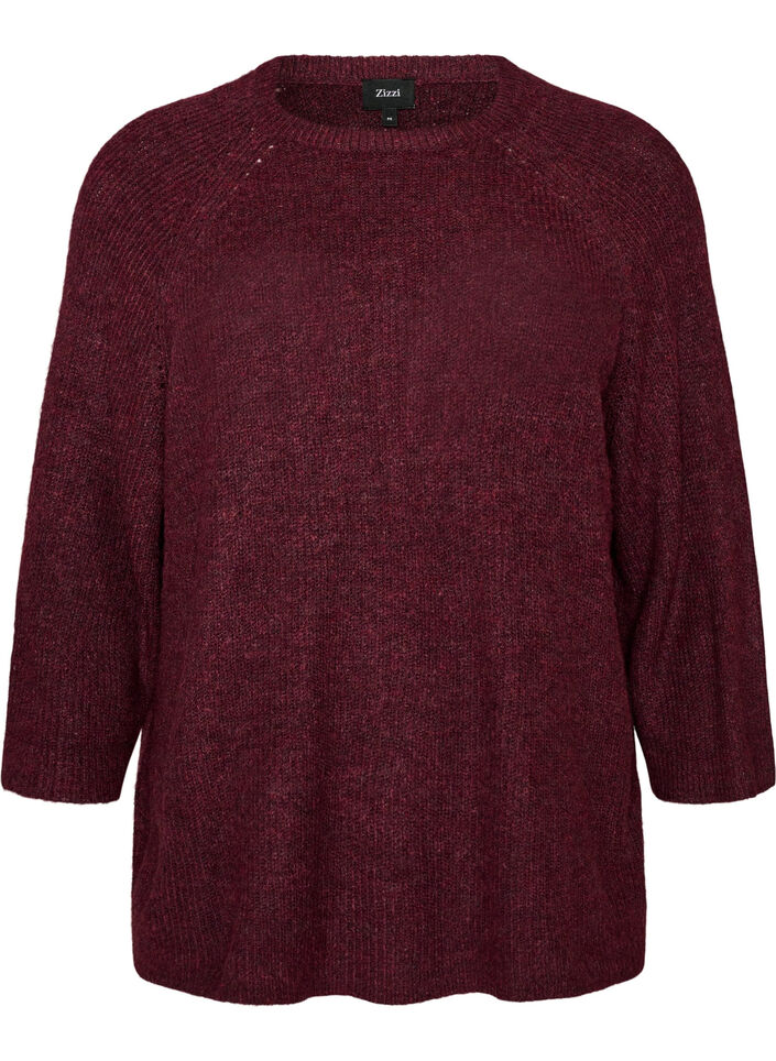 Pull c&ocirc;tel&eacute; &agrave; manches 3/4, Bordeaux, Packshot image number 0