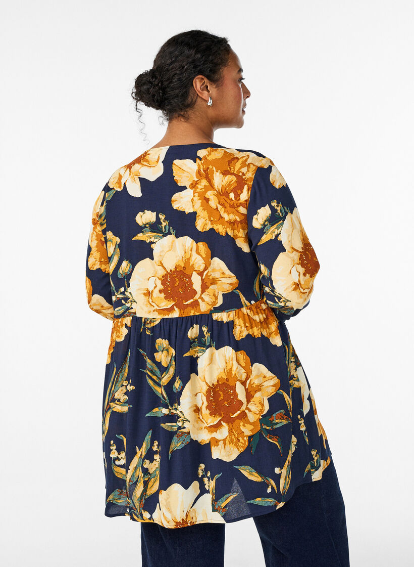 Tunique &agrave; manches longues avec couture, Bleu, Model image number 2