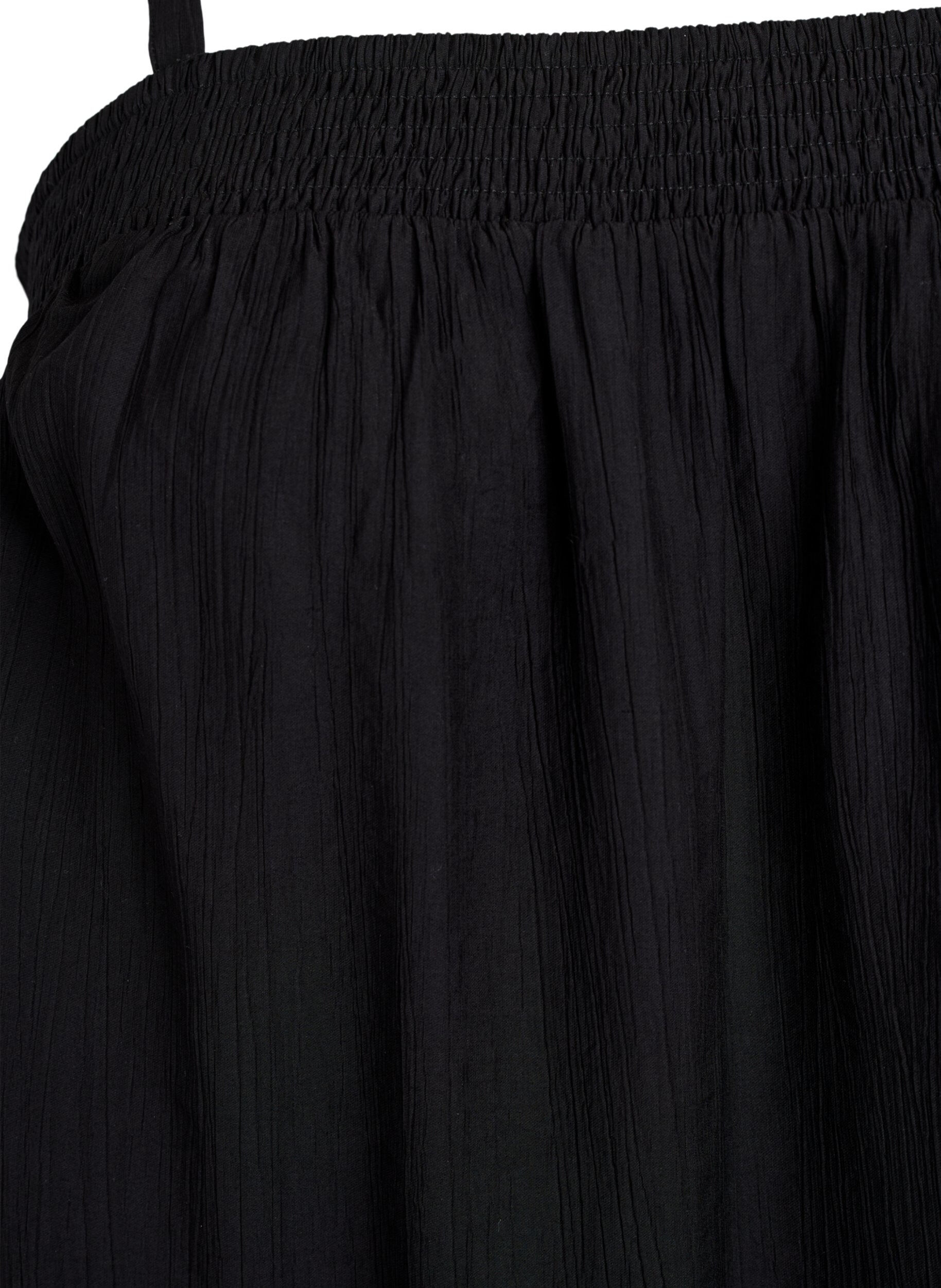 Zizzi Robe courte en viscose avec bretelles spaghetti, Noir, Packshot image number 2