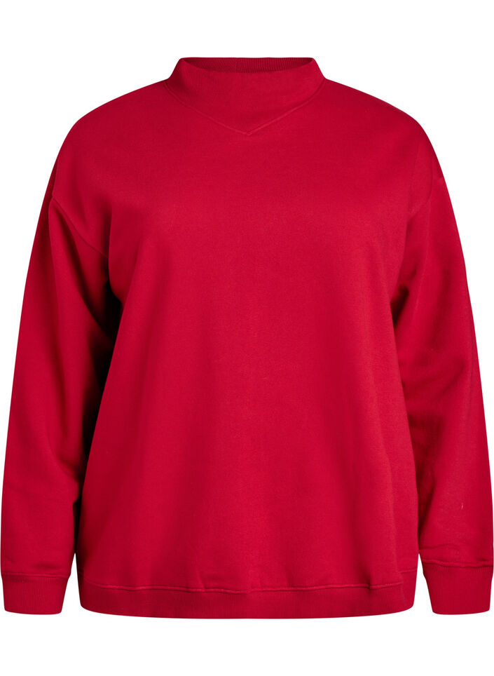 Sweatshirt mit hohem Kragen und langen &Auml;rmeln, Rot, Packshot image number 0
