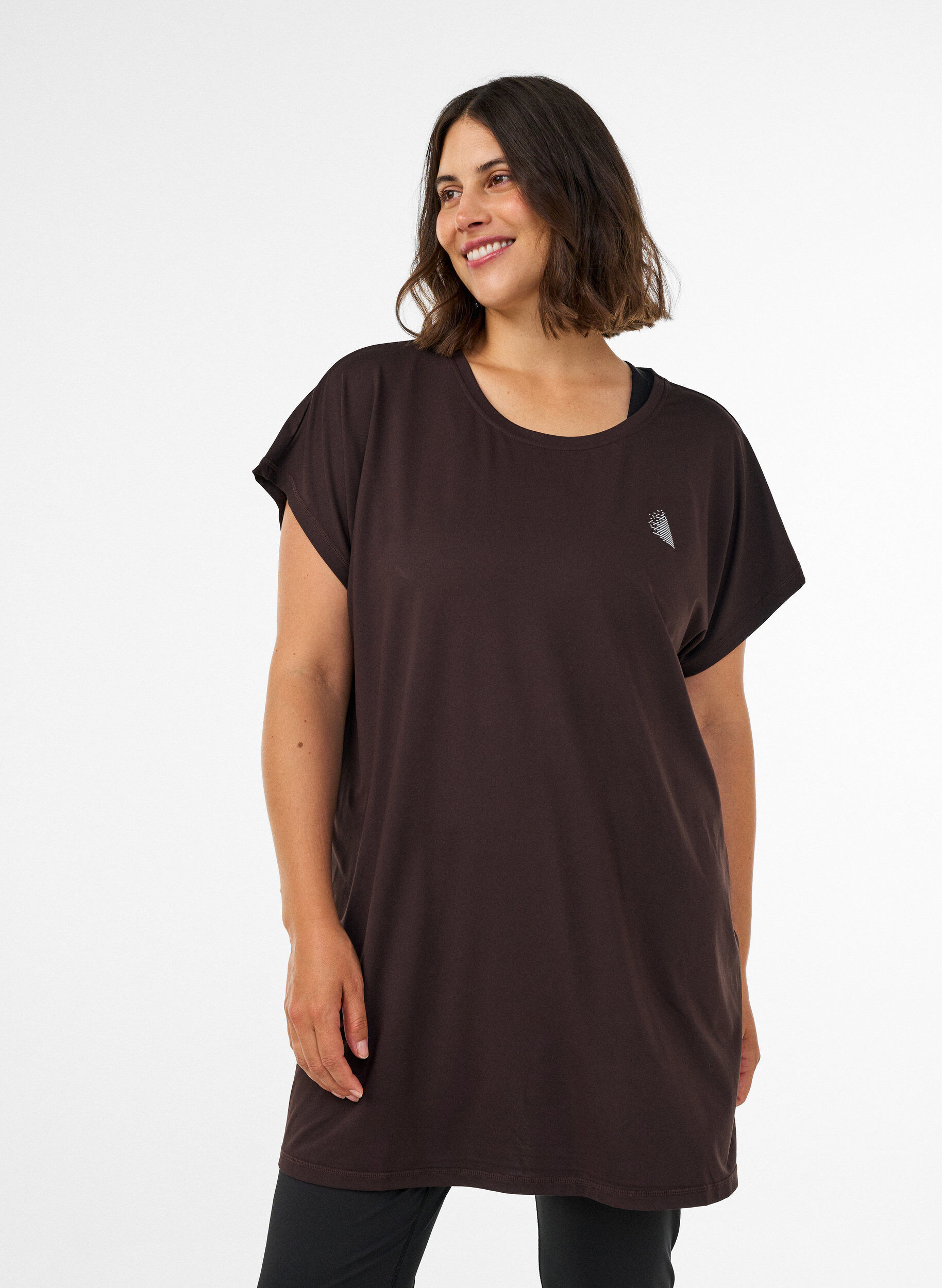 ZizziT-shirt d'entra&icirc;nement long, Marron, Model image number 0