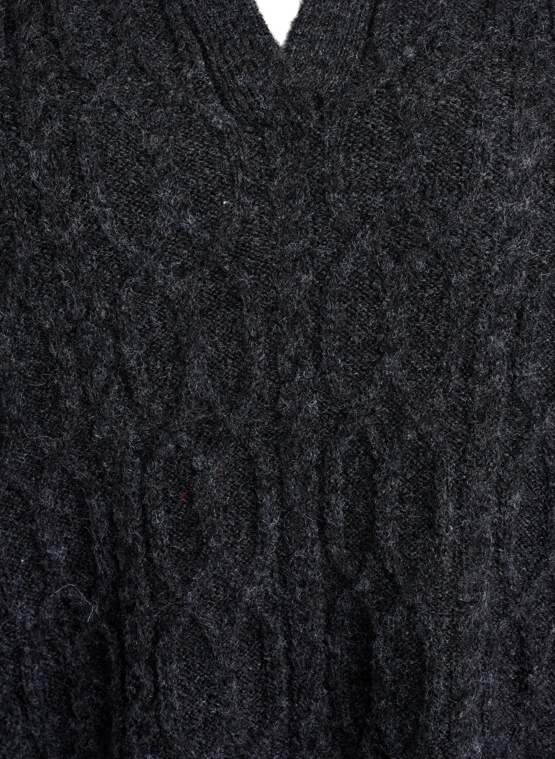 Zizzi Zopfmuster-Pullover mit Polokragen, Grau, Packshot image number 2