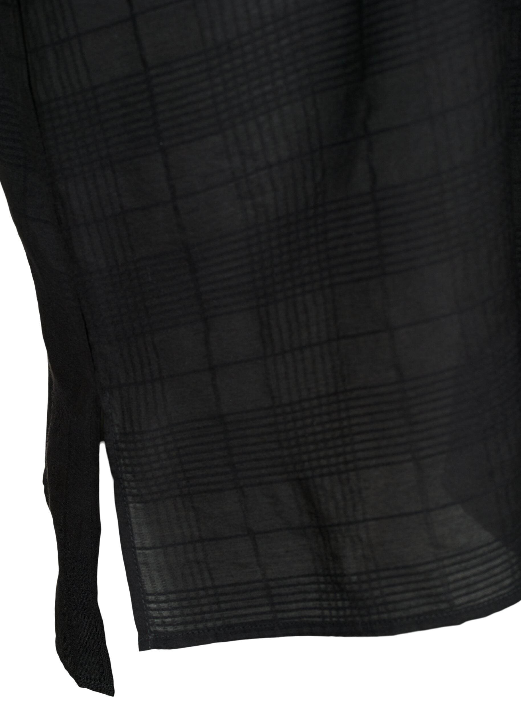 Zizzi Chemise longue en viscose avec structure, Black, Packshot image number 3
