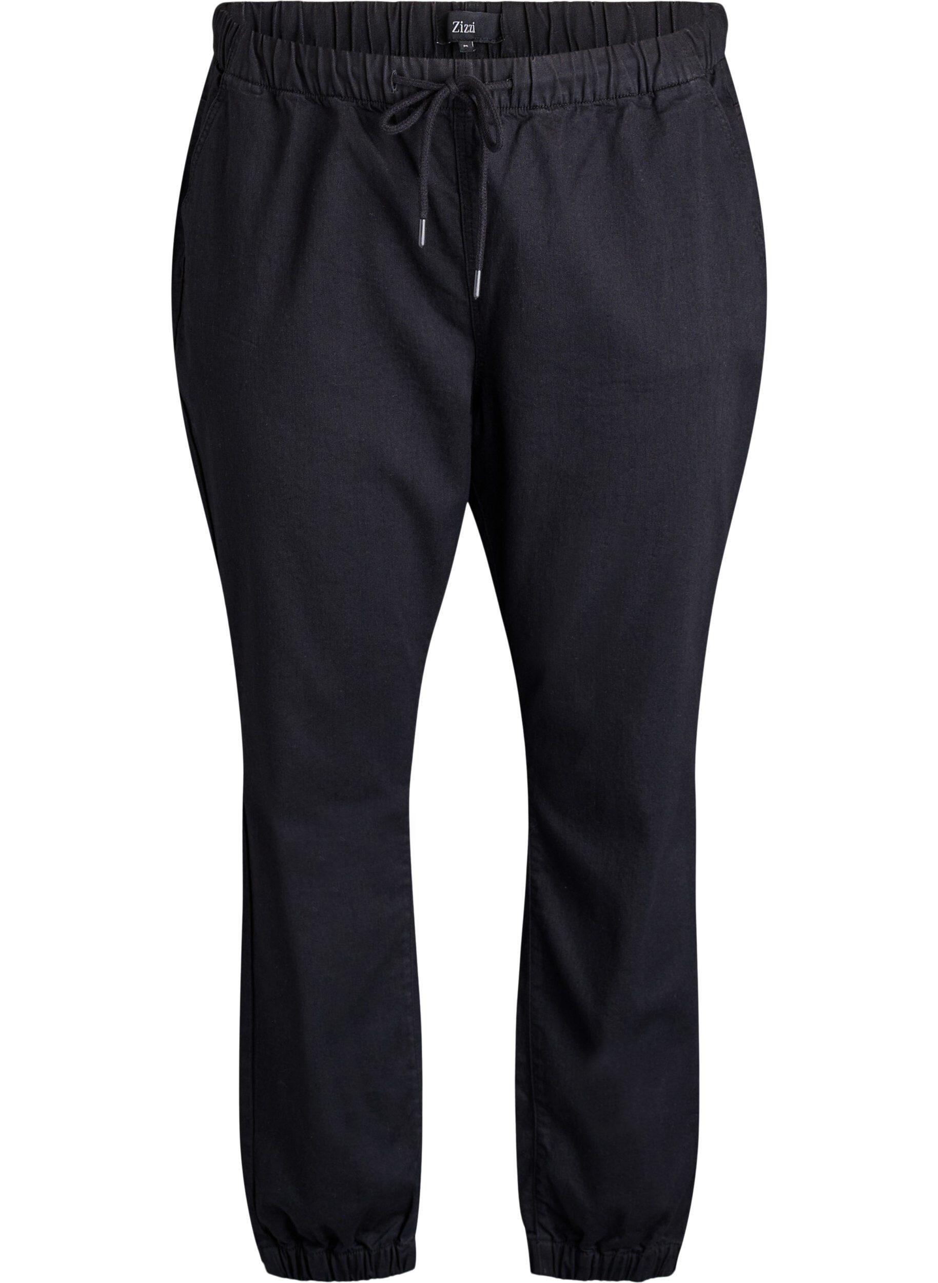 Zizzi Pantalon de jogging en denim avec des poches, Noir, Packshot image number 0