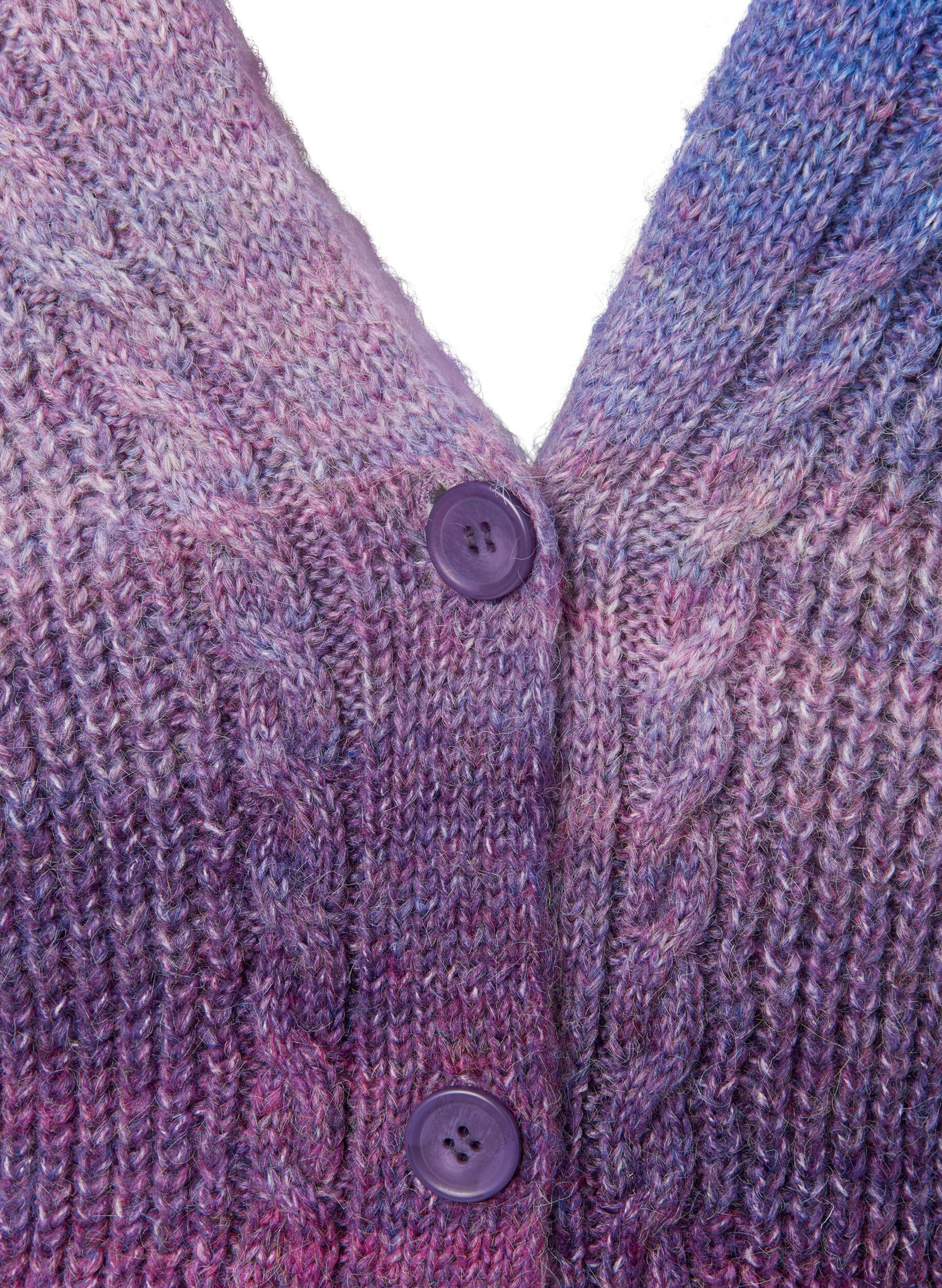Zizzi Melange-Strickjacke mit Kn&ouml;pfen, Pansy Mel. Comb, Packshot image number 2