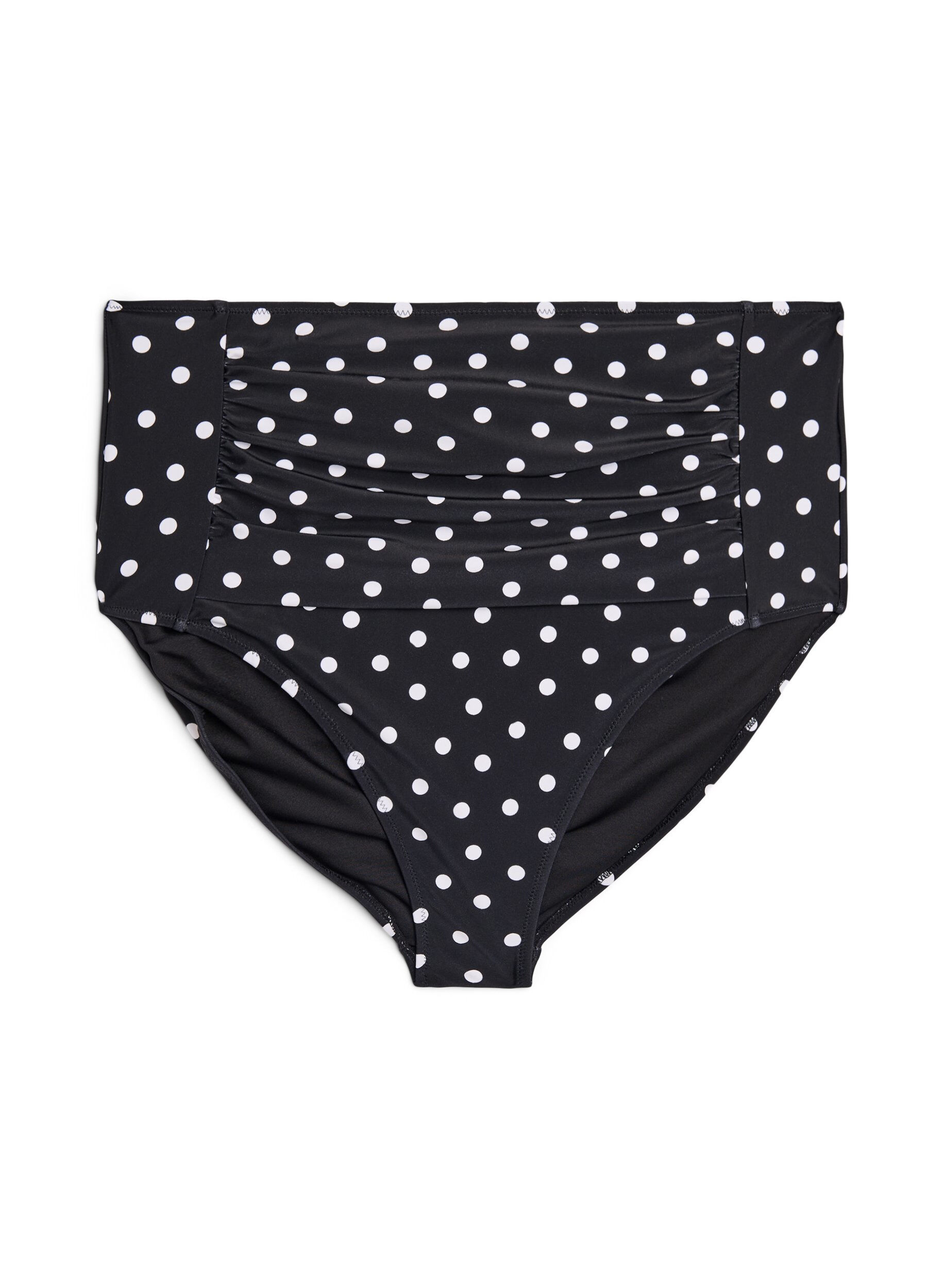 Zizzi Culotte de bikini imprim&eacute;e et taille haute, Noir, Packshot image number 0