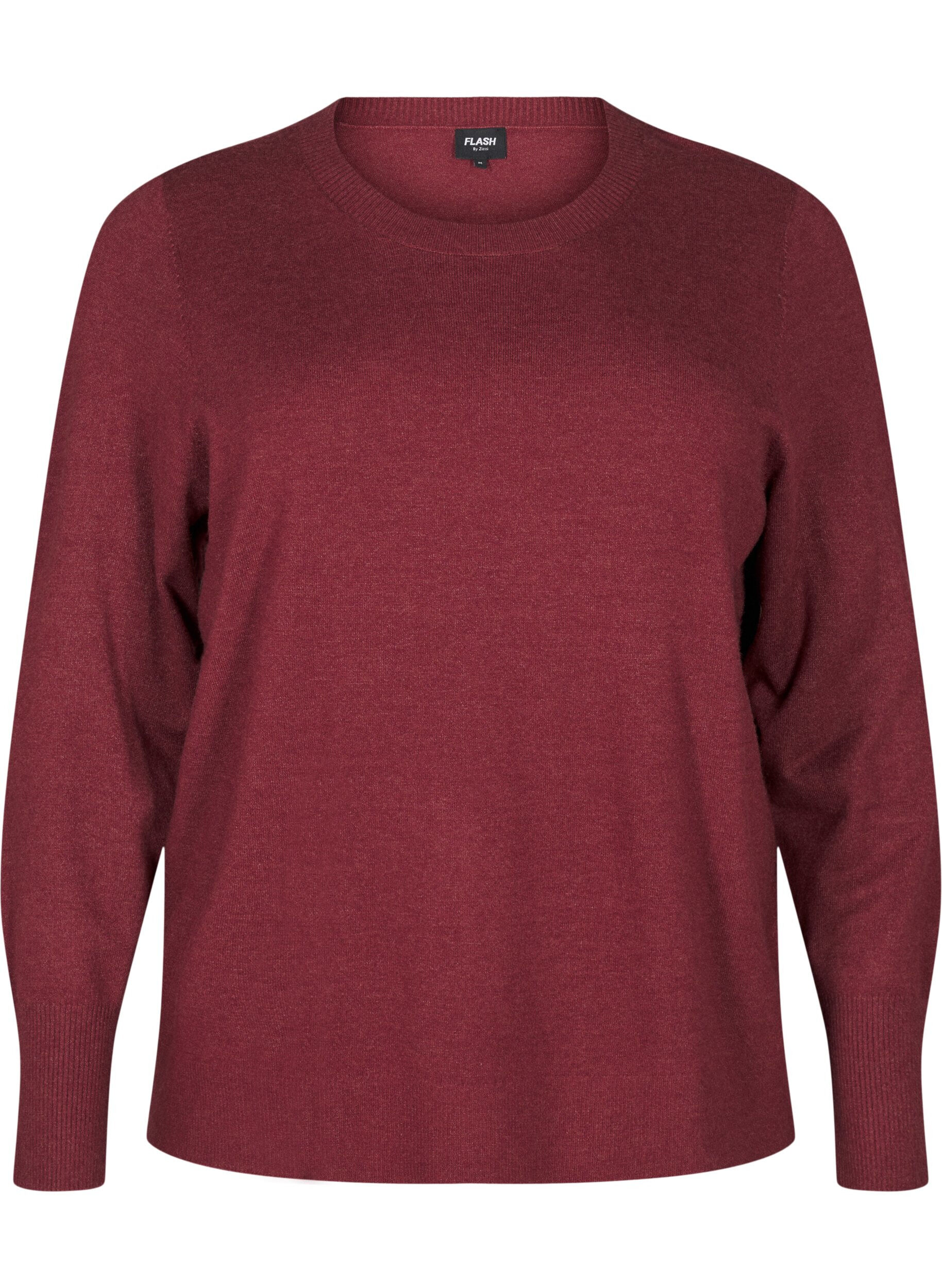 Zizzi FLASH - Chemisier en maille &agrave; col rond, Bordeaux, Packshot image number 0