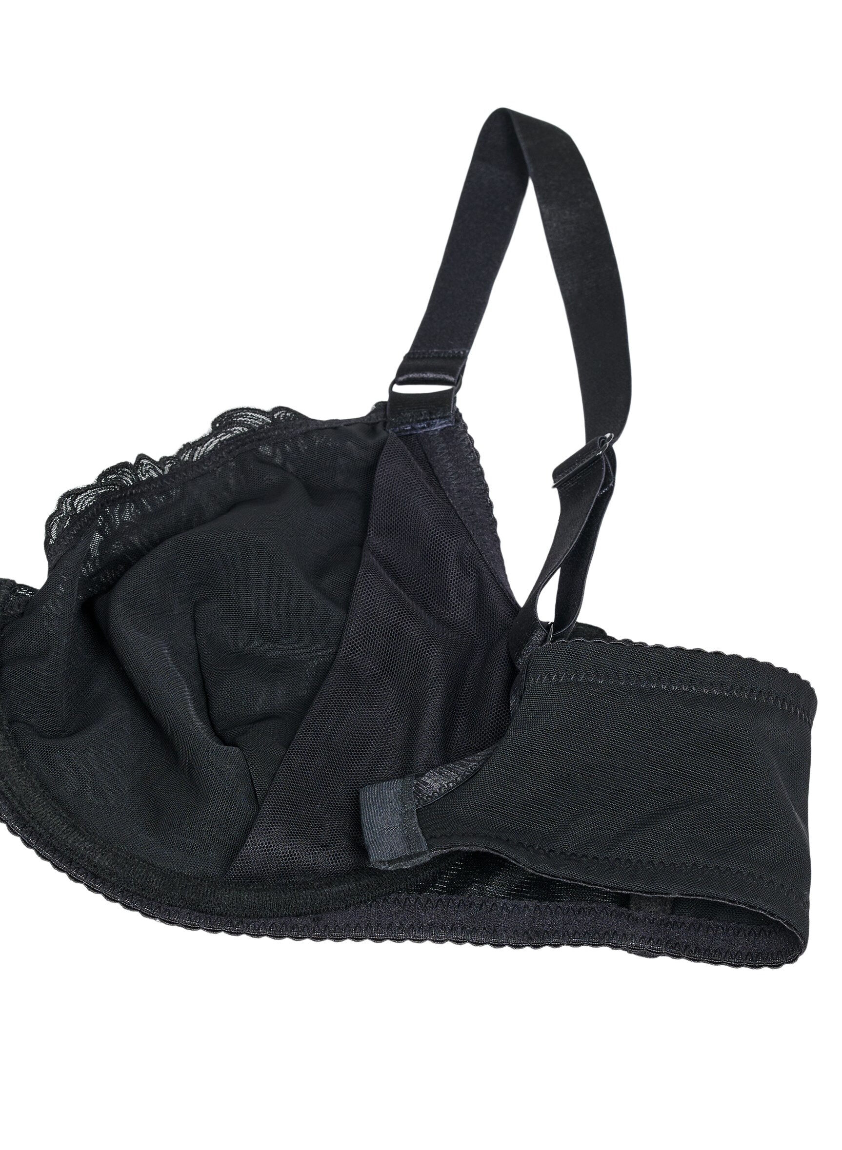 Zizzi Soutien-gorge couvrant en mesh avec motif brod&eacute;, Noir, Packshot image number 3