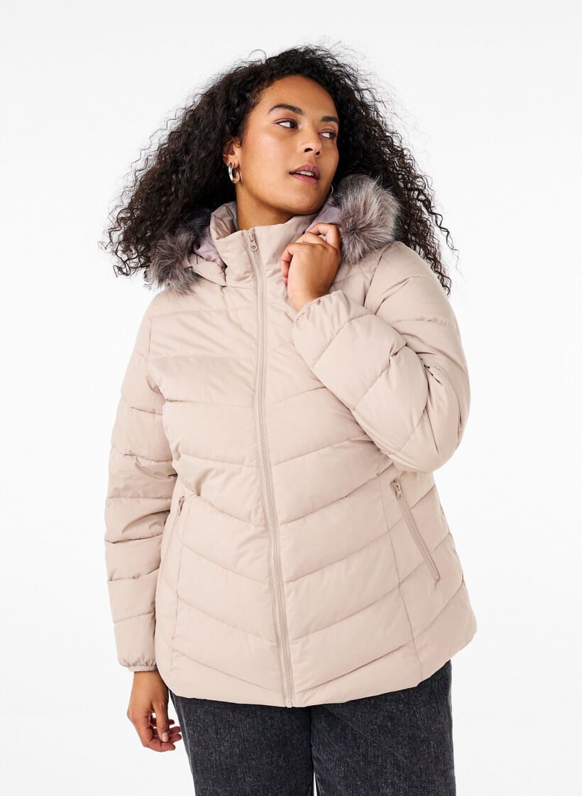 Veste courte à capuche, Beige, Model image number 0
