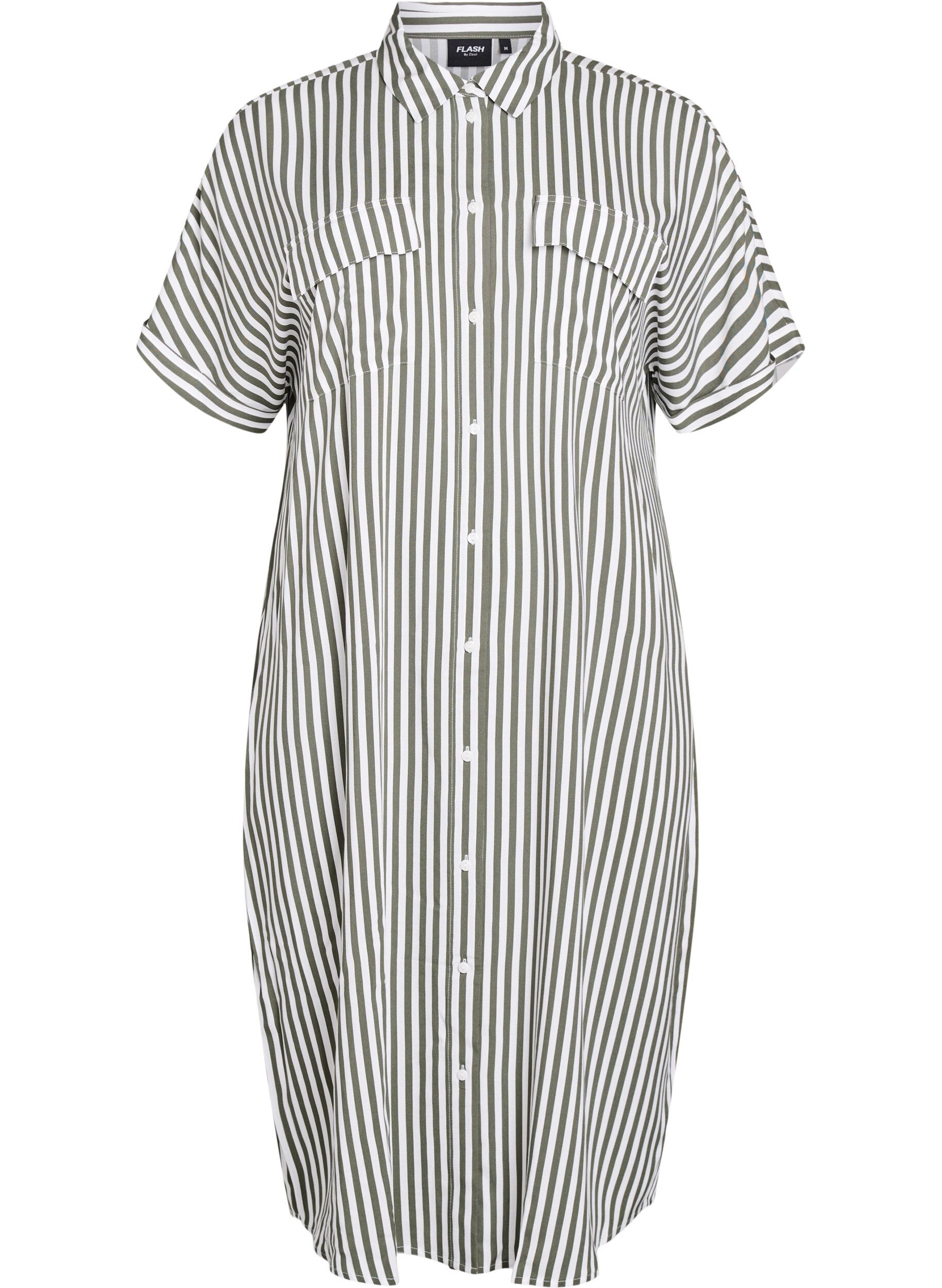 Zizzi FLASH - Langes Hemdkleid mit kurzen &Auml;rmeln, Gr&uuml;n, Packshot image number 0