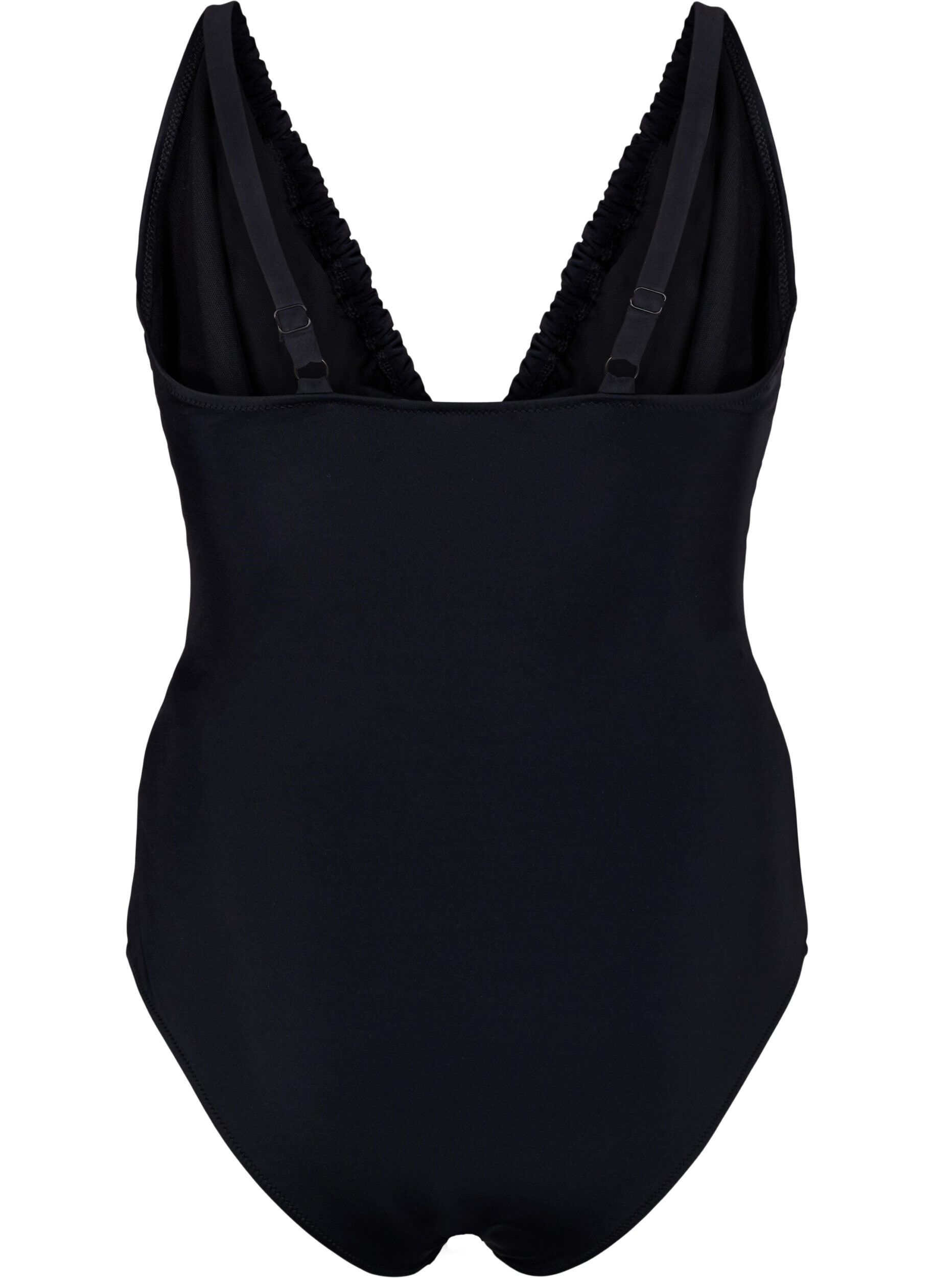 Zizzi Maillot de bain drap&eacute; avec d&eacute;tail d'anneau, Black, Packshot image number 1