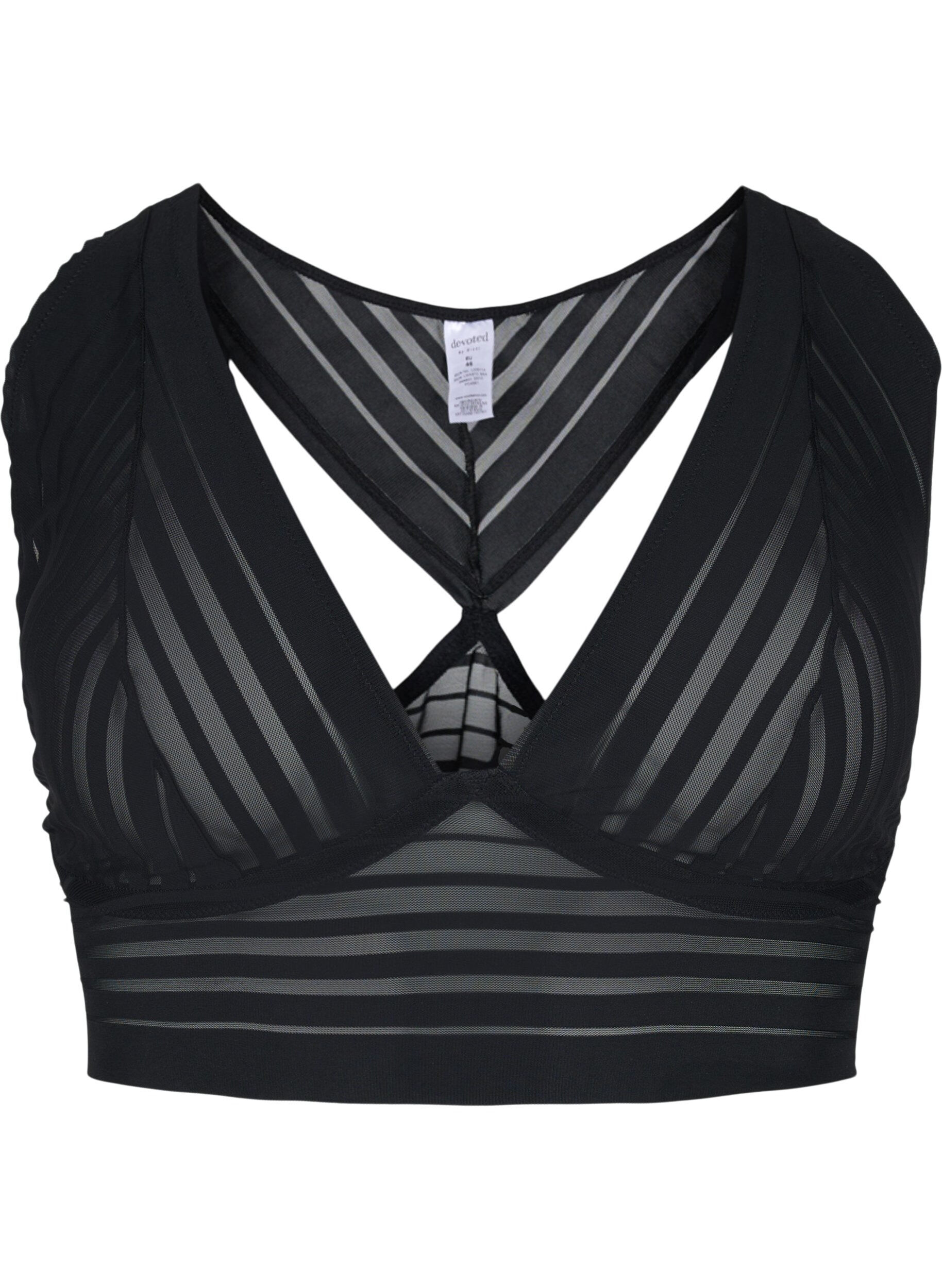 Zizzi Soutien-gorge en mesh ray&eacute;, Black, Packshot image number 0