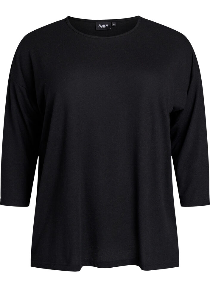 Blouse en jersey avec manches 3/4, Noir, Packshot image number 0